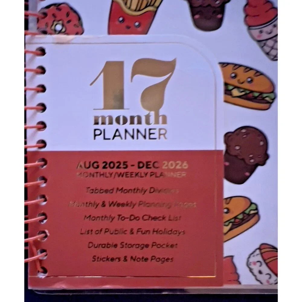 2026 Planner FAST FOODIE Day Weekly Month Planning Note Page Gift